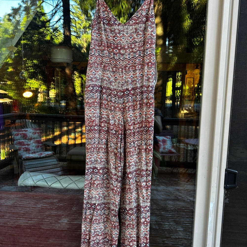 Forever 21 Geometric Print Jumpsuit in Red and Brown